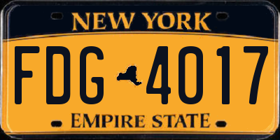 NY license plate FDG4017