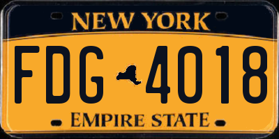 NY license plate FDG4018