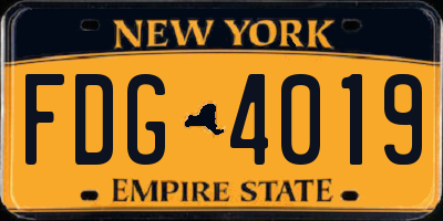 NY license plate FDG4019