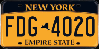 NY license plate FDG4020