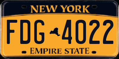 NY license plate FDG4022