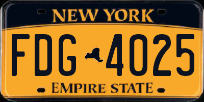 NY license plate FDG4025