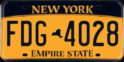 NY license plate FDG4028