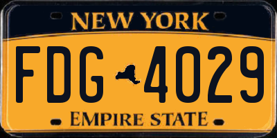 NY license plate FDG4029