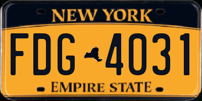 NY license plate FDG4031