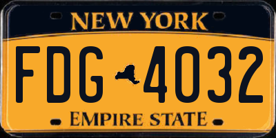 NY license plate FDG4032