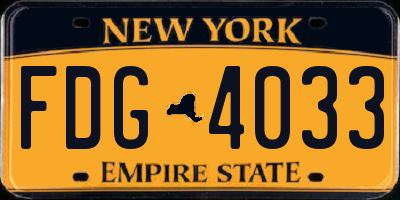 NY license plate FDG4033