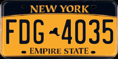 NY license plate FDG4035