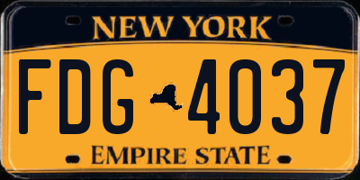 NY license plate FDG4037