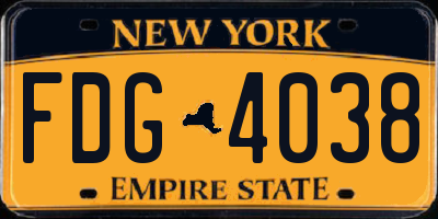 NY license plate FDG4038