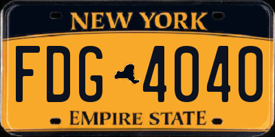 NY license plate FDG4040