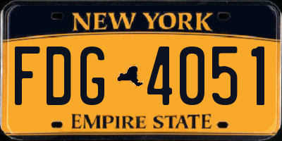 NY license plate FDG4051