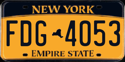NY license plate FDG4053