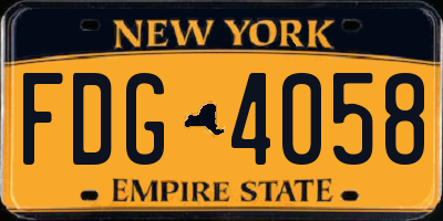 NY license plate FDG4058