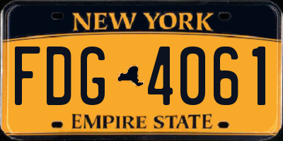 NY license plate FDG4061