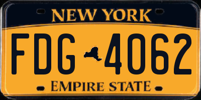 NY license plate FDG4062
