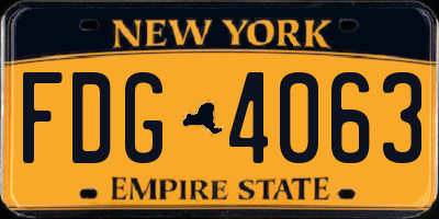 NY license plate FDG4063