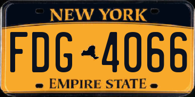 NY license plate FDG4066