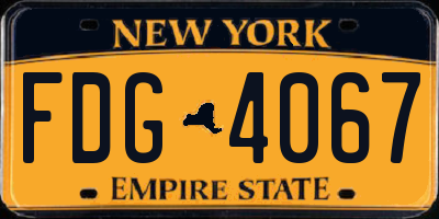 NY license plate FDG4067
