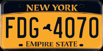 NY license plate FDG4070