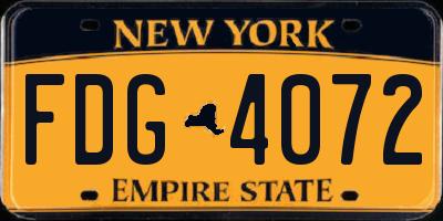 NY license plate FDG4072