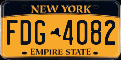 NY license plate FDG4082