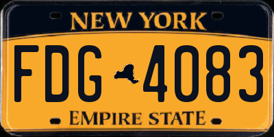 NY license plate FDG4083