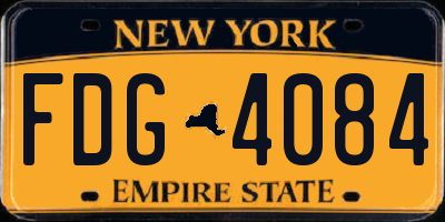 NY license plate FDG4084