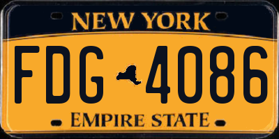 NY license plate FDG4086