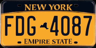 NY license plate FDG4087