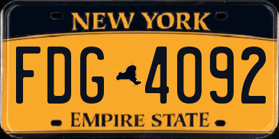 NY license plate FDG4092
