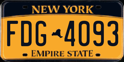 NY license plate FDG4093