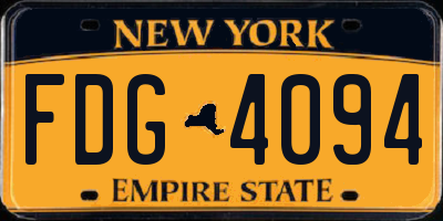 NY license plate FDG4094