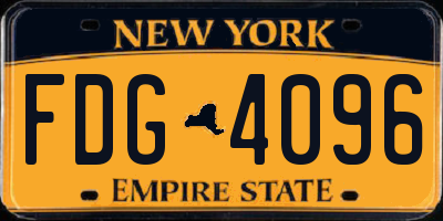 NY license plate FDG4096