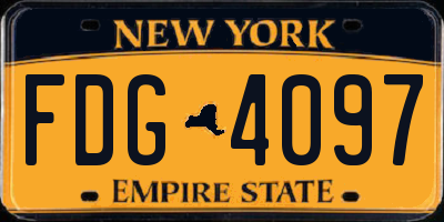 NY license plate FDG4097