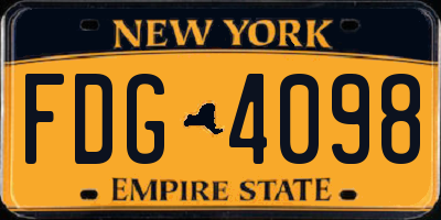 NY license plate FDG4098