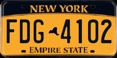 NY license plate FDG4102