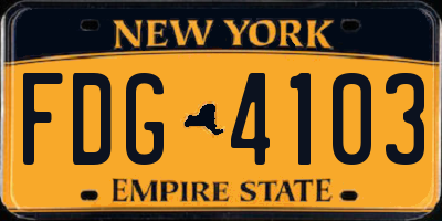 NY license plate FDG4103