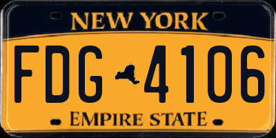 NY license plate FDG4106