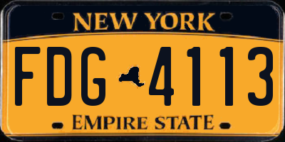 NY license plate FDG4113