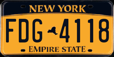NY license plate FDG4118