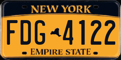 NY license plate FDG4122
