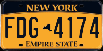 NY license plate FDG4174
