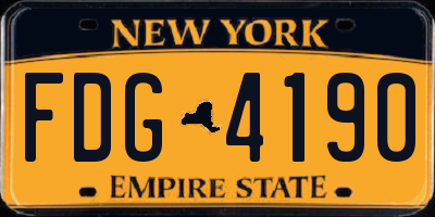NY license plate FDG4190