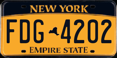NY license plate FDG4202
