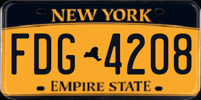 NY license plate FDG4208