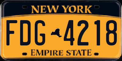 NY license plate FDG4218