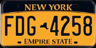 NY license plate FDG4258