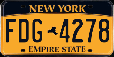 NY license plate FDG4278
