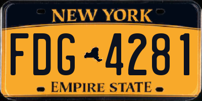 NY license plate FDG4281